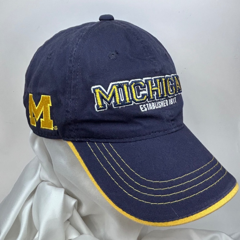 MICHIGAN WOLVERINES Baseball Hat Navy Maize Raised Embroidered Adjustable Mens